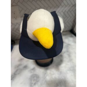 Vintage 80s Duck Hat Flying Bird Cap Novelty Plush Wings Gem Hour Made in Taiwan